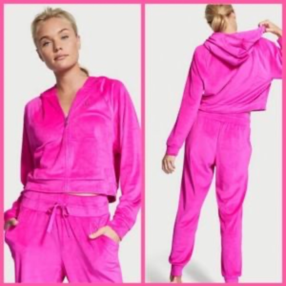 Victoria’s Secret Velour HOT PINK Tracksuit ~ NWOT ~ SIZE XL ~ Hoodie & Jogger